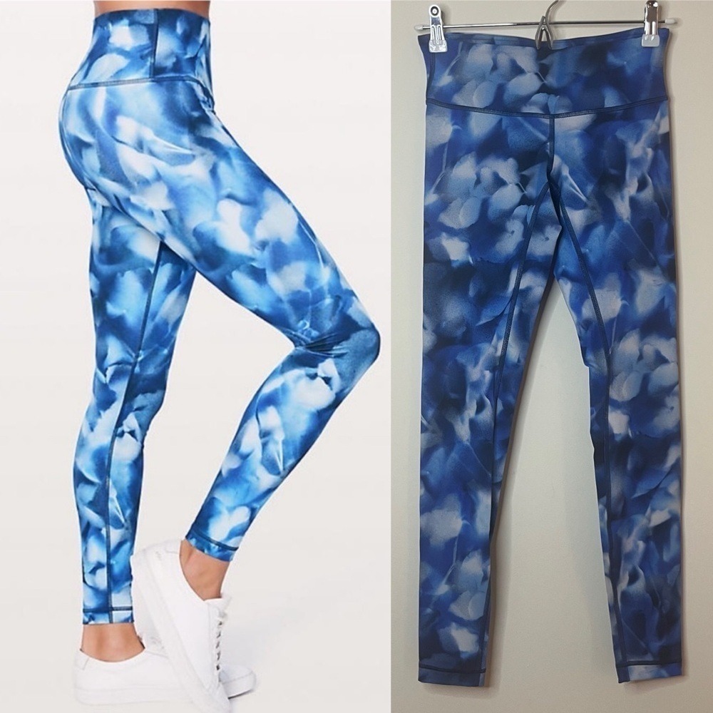 LULULEMON Wunder Under High Waisted Blush Blossom Printed Colorful Leggings